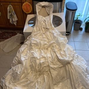 Wedding dress and comb veil